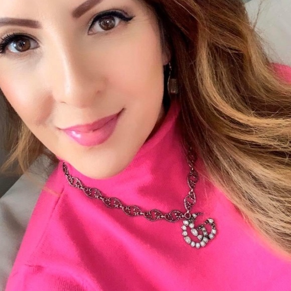 NWT/B~GUCCI~GG Marmont Crystal Aged Silver Necklace - Picture 9 of 9